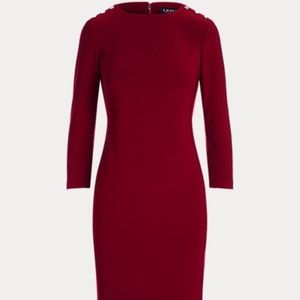 BNWT Lauren by Ralph Lauren Garnet Shoulder-Button Dress